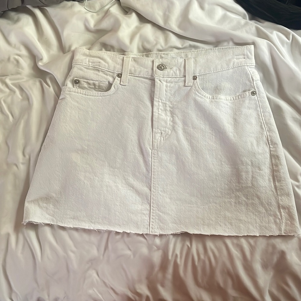 For All Mankind white denim mini skirt